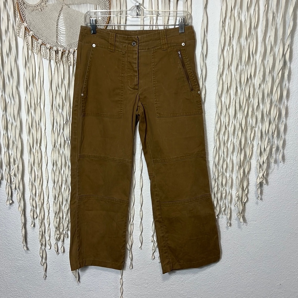 Sundance Tan Cropped Button Front Trouser Size 4